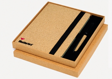 Cork note book with pen